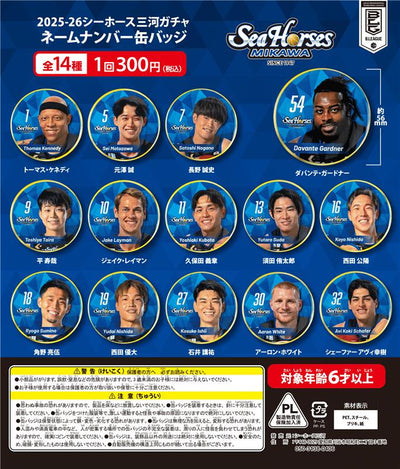 【2025-26 ガチ☆ガチャ】ネームナンバー缶バッジ全14種