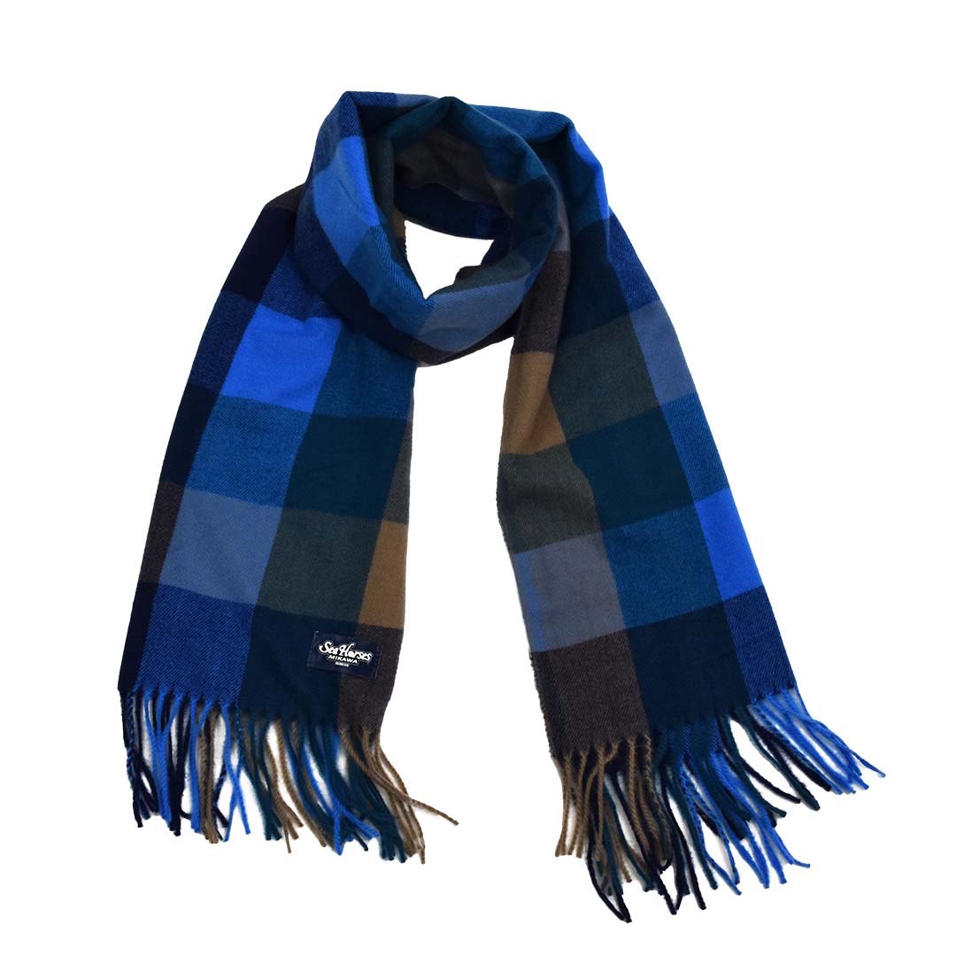 ブロックチェックストール BLU/GRN