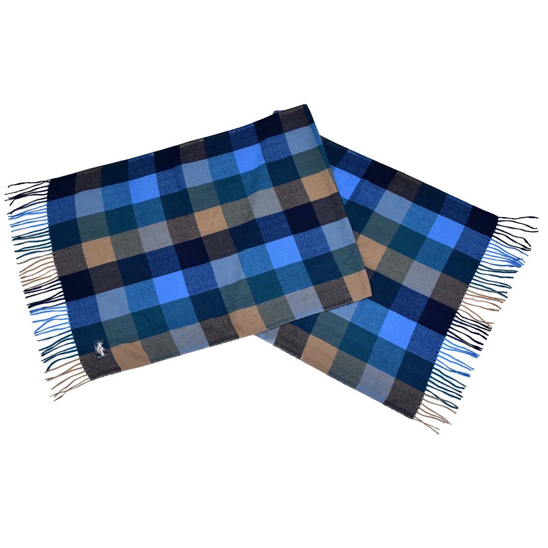 ブロックチェックストール BLU/GRN