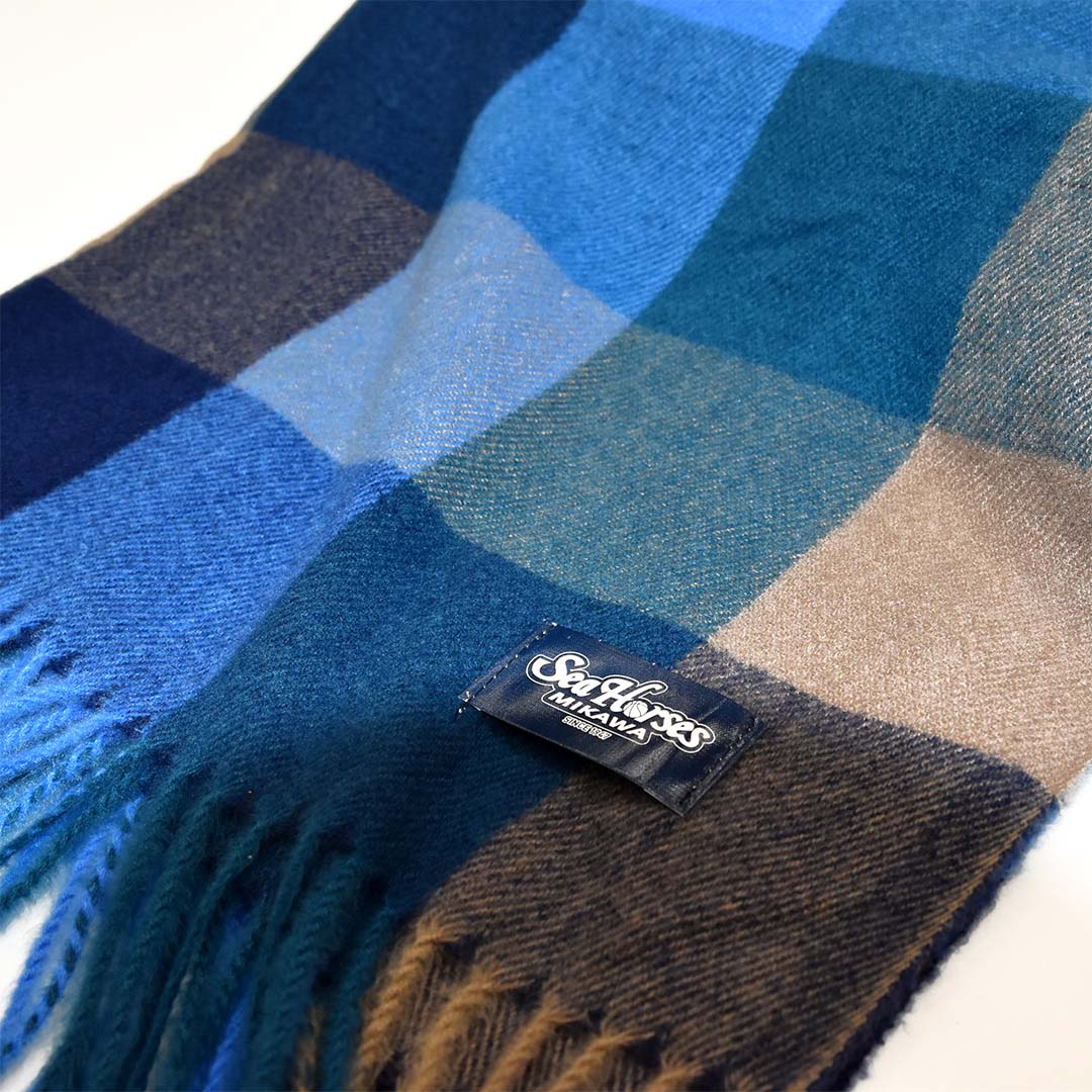 ブロックチェックストール BLU/GRN